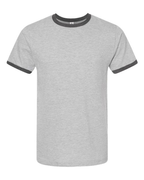 Load image into Gallery viewer, Unisex Fine Jersey Ringer T-Shirt - Heather Grey/ Heather Charcoal