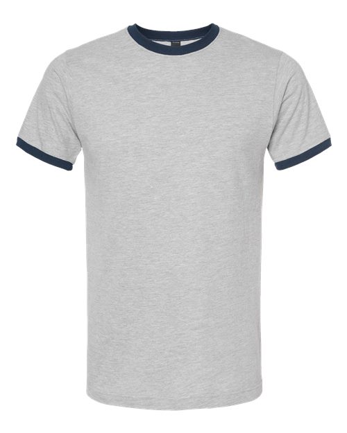 Load image into Gallery viewer, Unisex Fine Jersey Ringer T-Shirt - Heather Grey/ Navy