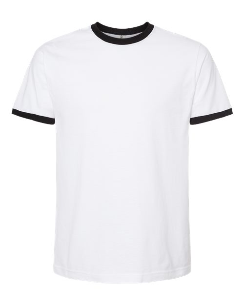 Load image into Gallery viewer, Unisex Fine Jersey Ringer T-Shirt - White/ Black