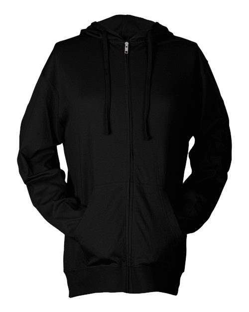 Load image into Gallery viewer, Unisex Beach Full-Zip Hooded Long Sleeve T-Shirt - Black