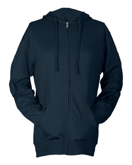 Load image into Gallery viewer, Unisex Beach Full-Zip Hooded Long Sleeve T-Shirt - Navy