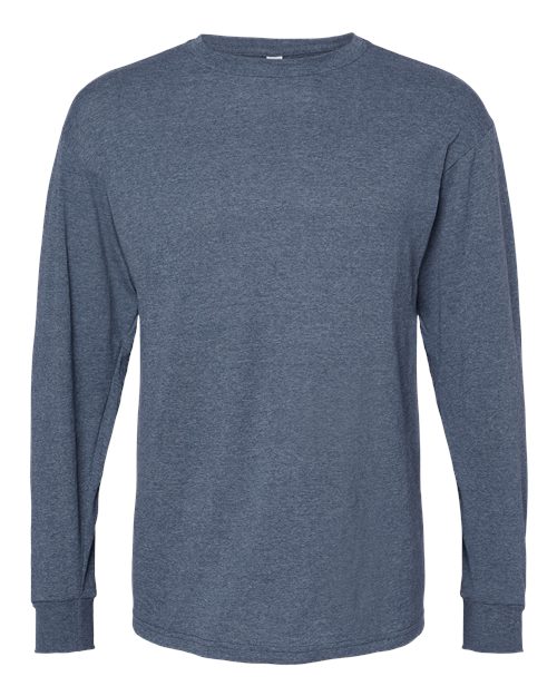 Load image into Gallery viewer, M&O 4820 Unisex Gold Soft Touch Long Sleeve T-Shirt - Heather Navy