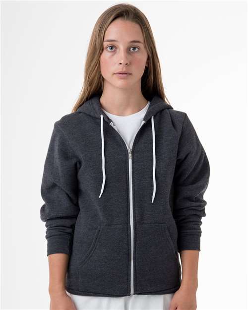 Load image into Gallery viewer, Los Angeles Apparel F97 Unisex USA-Made Flex Fleece Full-Zip Hooded Sweatshirt - Dark Heather Grey