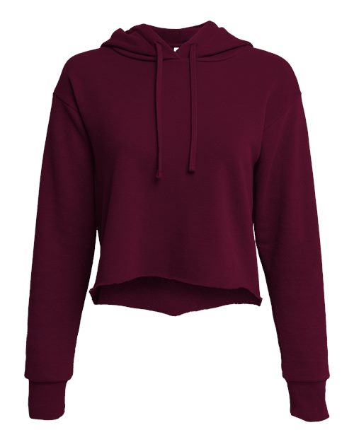 Load image into Gallery viewer, Women's Laguna Sueded Raw Edge Crop Hoodie Sweatshirt - Maroon