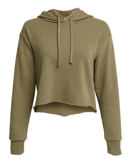 Load image into Gallery viewer, Women's Laguna Sueded Raw Edge Crop Hoodie Sweatshirt - Military Green