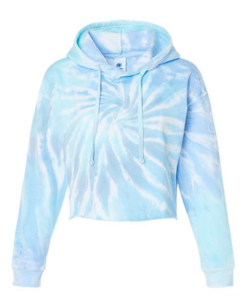 Load image into Gallery viewer, Colortone 8333 Women's Tie-Dyed Crop Hooded Sweatshirt - Lagoon