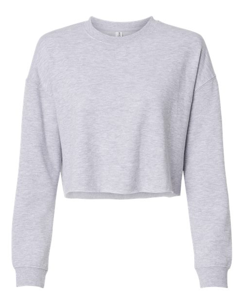 Load image into Gallery viewer, Women's Lightweight Crop Crewneck Sweatshirt - Grey Heather