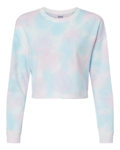 Load image into Gallery viewer, Women's Lightweight Crop Crewneck Sweatshirt - Tie Dye Cotton Candy