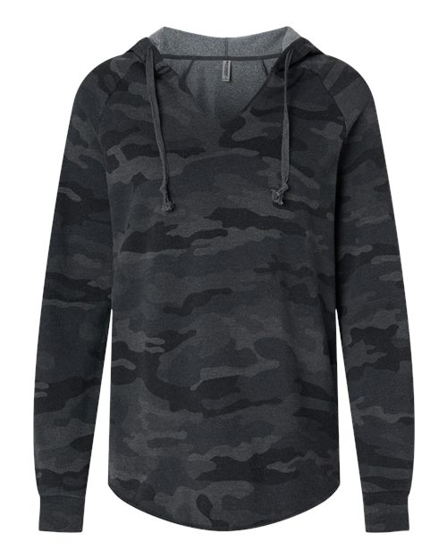 Load image into Gallery viewer, Women’s Lightweight California Wave Wash Hooded Sweatshirt - Black Camo Heather