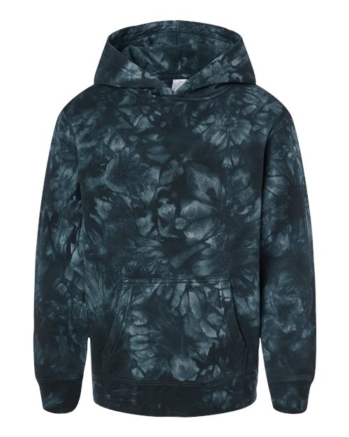 Load image into Gallery viewer, Youth Midweight Tie-Dyed Hooded Sweatshirt - Tie Dye Black