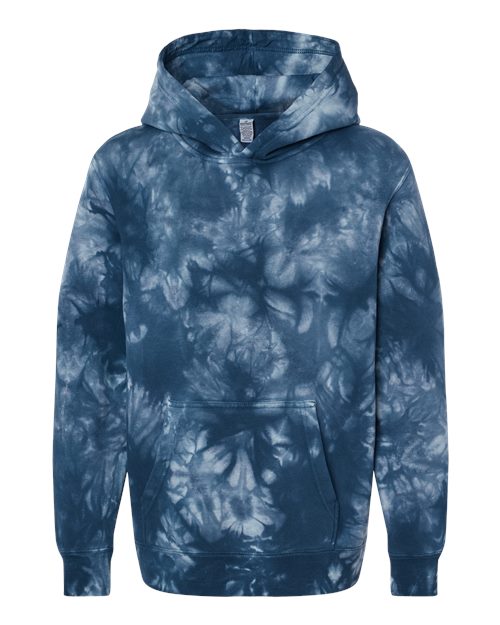 Load image into Gallery viewer, Youth Midweight Tie-Dyed Hooded Sweatshirt - Tie Dye Navy