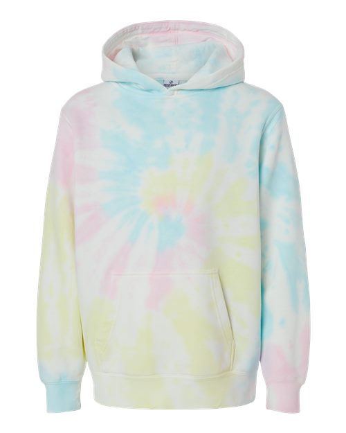 Load image into Gallery viewer, Youth Midweight Tie-Dyed Hooded Sweatshirt - Tie Dye Sunset Swirl