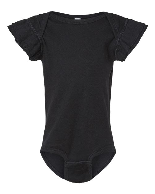 Load image into Gallery viewer, Infant Flutter Sleeve Baby Rib Bodysuit - Black