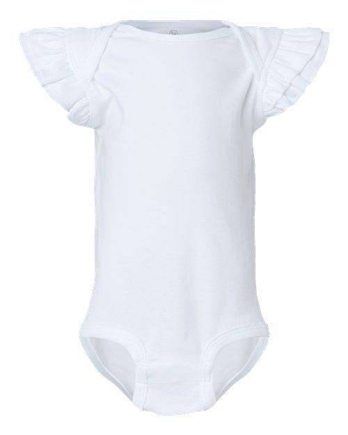 Load image into Gallery viewer, Infant Flutter Sleeve Baby Rib Bodysuit - White