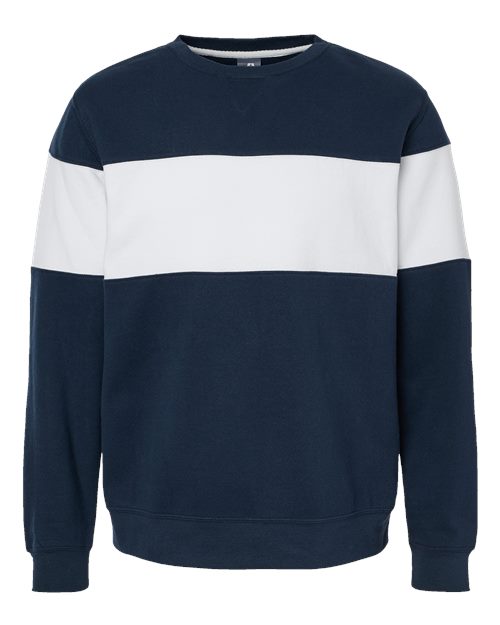 Load image into Gallery viewer, J. America 8646 Unisex Varsity Fleece Crewneck Sweatshirt - Navy