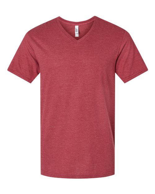 Load image into Gallery viewer, Unisex CVC V-Neck Tee - Heather Cardinal