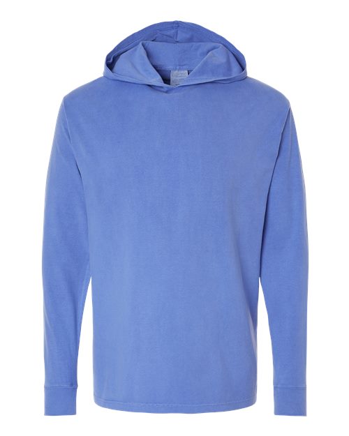 Load image into Gallery viewer, Unisex Garment-Dyed Jersey Hooded Long Sleeve T-Shirt - Deep Forte Blue