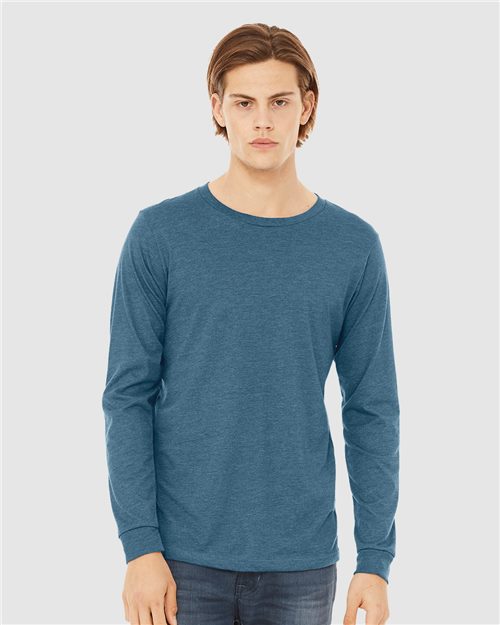 Load image into Gallery viewer, Heather CVC Long Sleeve Tee — blank t-shirt for DTF printing