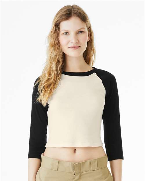 Load image into Gallery viewer, Women's Micro Rib Three-Quarter Raglan Sleeve Baby Tee — product photo 2