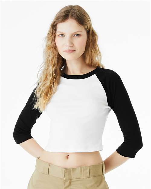 Load image into Gallery viewer, Women's Micro Rib Three-Quarter Raglan Sleeve Baby Tee — product photo 3