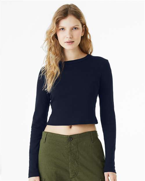 Load image into Gallery viewer, Women's Micro Rib Long Sleeve Baby Tee — product photo 4