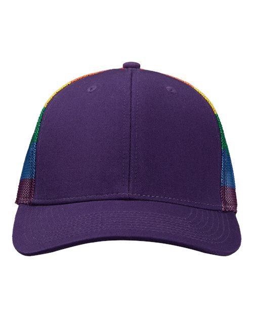 Load image into Gallery viewer, Kati S700M Printed Mesh Trucker Cap - Purple/ Rainbow