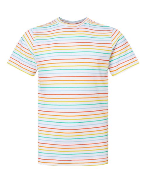 Load image into Gallery viewer, LAT 6101 Youth Fine Jersey Tee - Rainbow Stripe