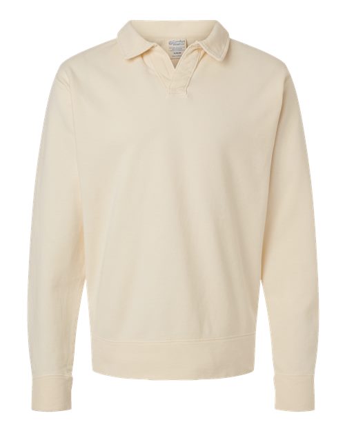 Load image into Gallery viewer, Unisex Garment-Dyed Polo Collar Sweatshirt - Parchment