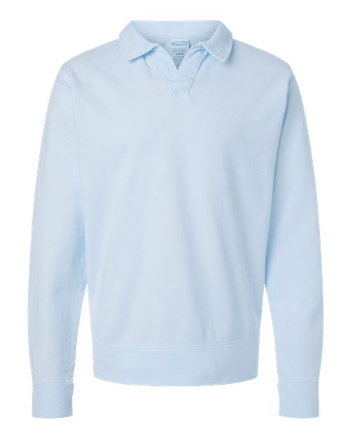 Load image into Gallery viewer, Unisex Garment-Dyed Polo Collar Sweatshirt - Soothing Blue