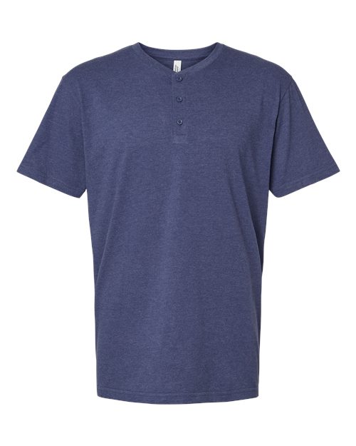 Load image into Gallery viewer, Unisex CVC Henley Tee - Heather Indigo