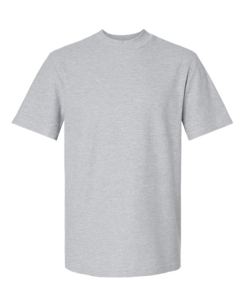 Load image into Gallery viewer, Unisex Pique Mock Neck Tee - Heather Grey