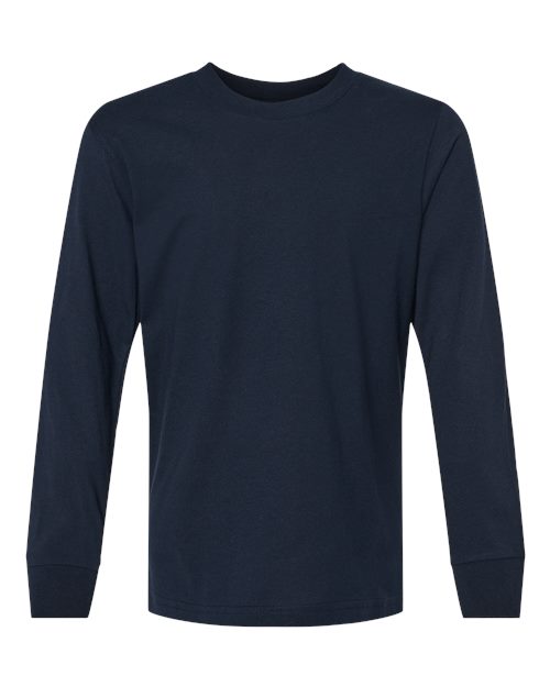 Load image into Gallery viewer, Youth Cotton Long Sleeve T-Shirt - Midnight Navy
