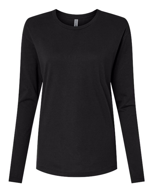 Load image into Gallery viewer, Women's Cotton Relaxed Long Sleeve T-Shirt - Black
