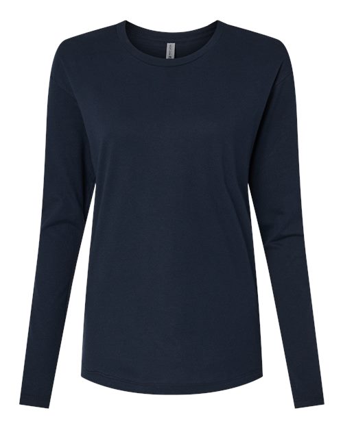Load image into Gallery viewer, Women's Cotton Relaxed Long Sleeve T-Shirt - Midnight Navy