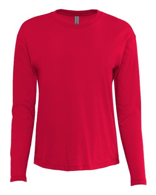 Load image into Gallery viewer, Women's Cotton Relaxed Long Sleeve T-Shirt - Red