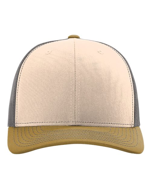 Load image into Gallery viewer, Richardson 112 Snapback Trucker Cap - Mink Beige/ Charcoal/ Amber Gold