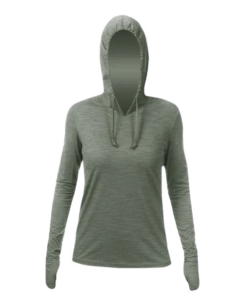 Load image into Gallery viewer, ANETIK WSBRZH0 Women's Breeze Tech Hooded Long Sleeve T-Shirt - Dark Olive Heathered