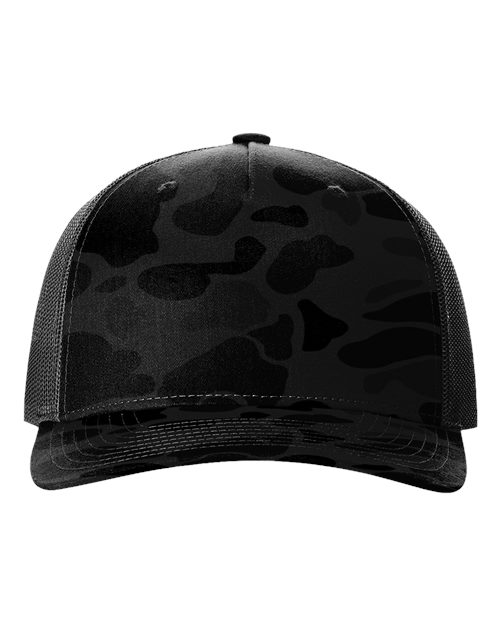 Load image into Gallery viewer, Richardson 112PFP Printed Five-Panel Trucker Cap - Sable Duck Camo/ Black