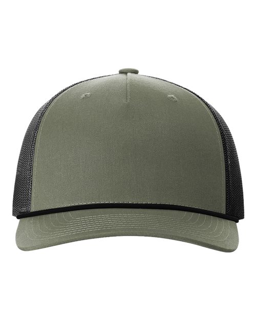 Load image into Gallery viewer, Richardson 112FPR Five-Panel Trucker Rope Cap - Loden Green/ Black