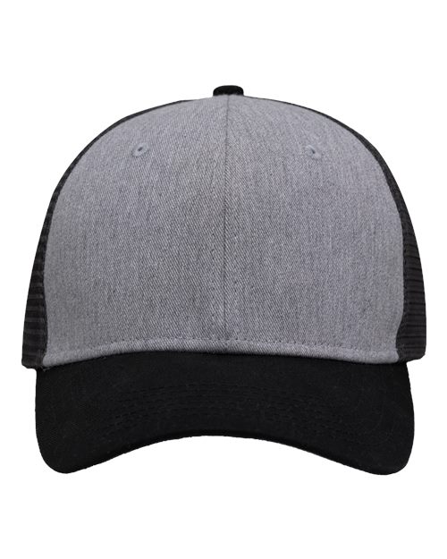 Load image into Gallery viewer, Sportsman SP1450 Traditional Lo-Pro Mesh Back Trucker Fit Cap - Heather Grey/ Charcoal/ Black