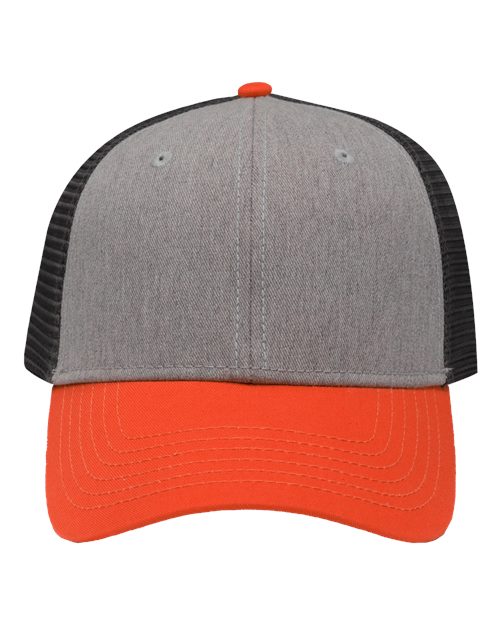 Load image into Gallery viewer, Sportsman SP1450 Traditional Lo-Pro Mesh Back Trucker Fit Cap - Heather Grey/ Charcoal/ Orange