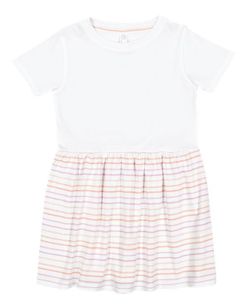 Load image into Gallery viewer, Toddler Fine Jersey Dress - White/ Lilac Stripe