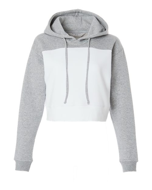 Load image into Gallery viewer, Boxercraft BW5404 Women's Cropped Fleece Hooded Sweatshirt - White/ Oxford Heather