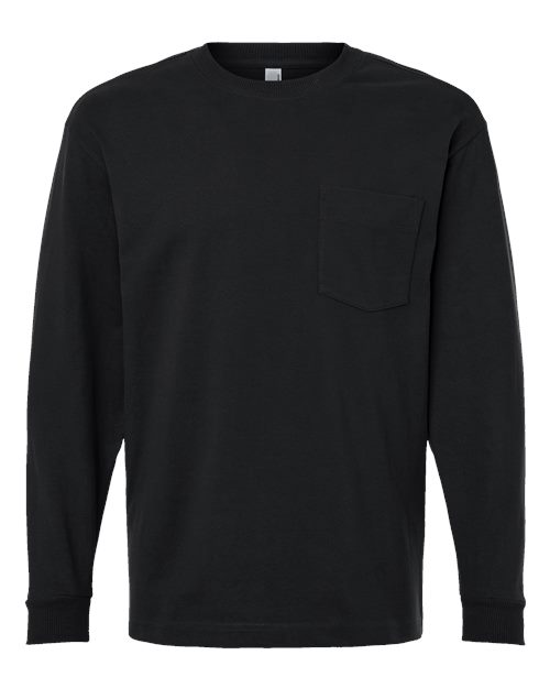 Load image into Gallery viewer, Unisex Super Heavyweight Long Sleeve Pocket Tee - Black