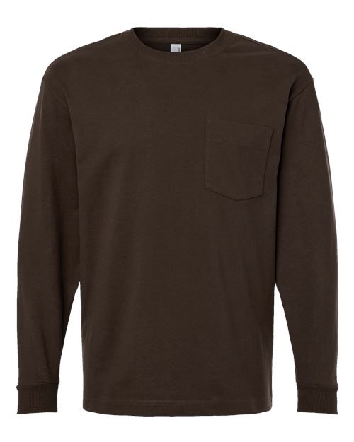 Load image into Gallery viewer, Unisex Super Heavyweight Long Sleeve Pocket Tee - Brown