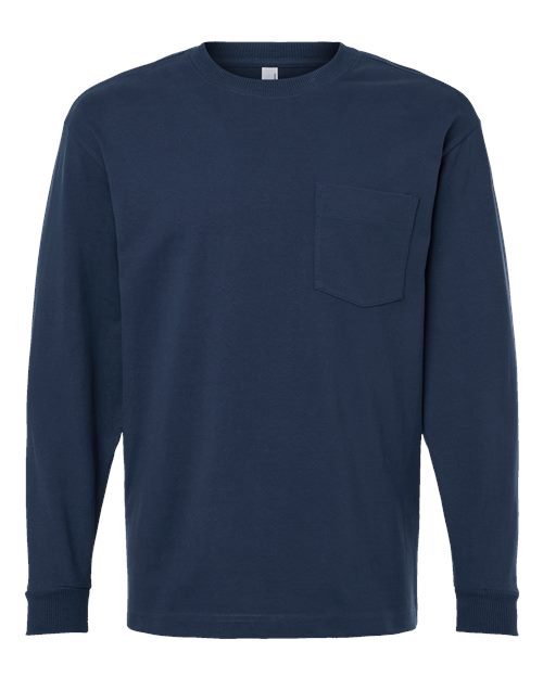 Load image into Gallery viewer, Unisex Super Heavyweight Long Sleeve Pocket Tee - Sea Blue