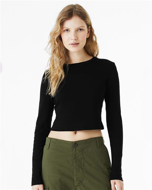 Load image into Gallery viewer, Women's Micro Rib Long Sleeve Baby Tee — blank t-shirt for DTF printing