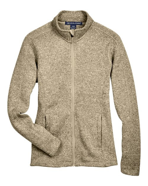 Load image into Gallery viewer, Devon & Jones DG793W Women's Bristol Full-Zip Sweater Fleece Jacket - Khaki Heather