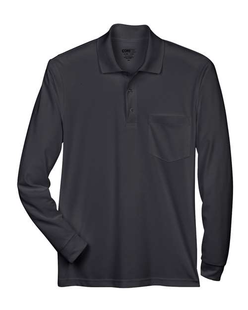 Load image into Gallery viewer, CORE365 88192P Men's Pinnacle Performance Long Sleeve Piqué Polo with Pocket - Black