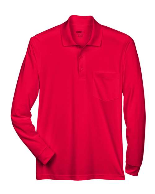 Load image into Gallery viewer, CORE365 88192P Men's Pinnacle Performance Long Sleeve Piqué Polo with Pocket - Classic Red